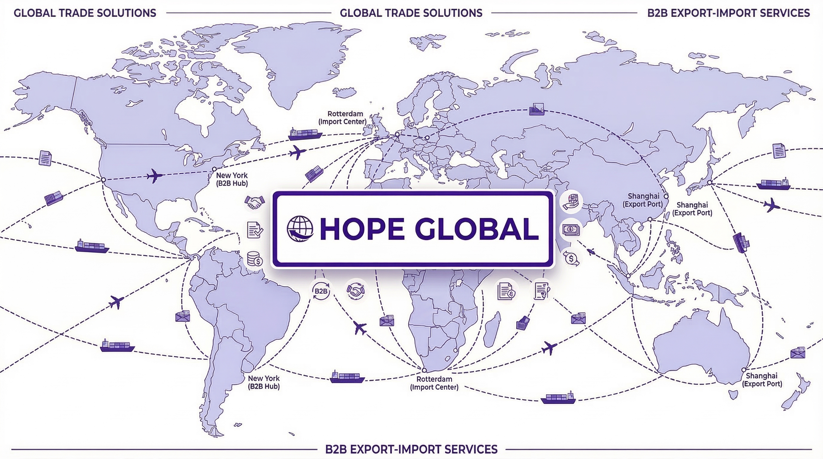 Hope Global worldwide trade network map